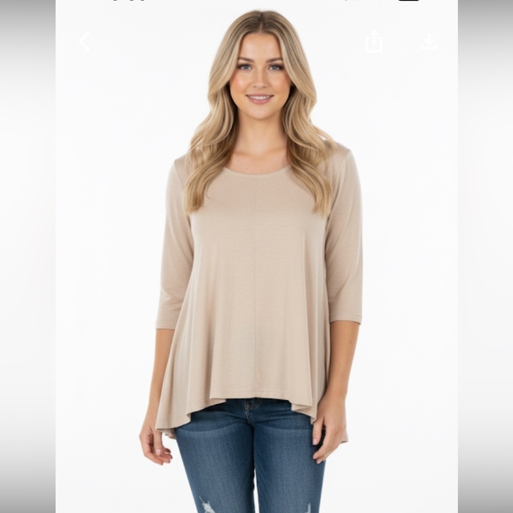 Umgee small oversized tan high low top; side slits